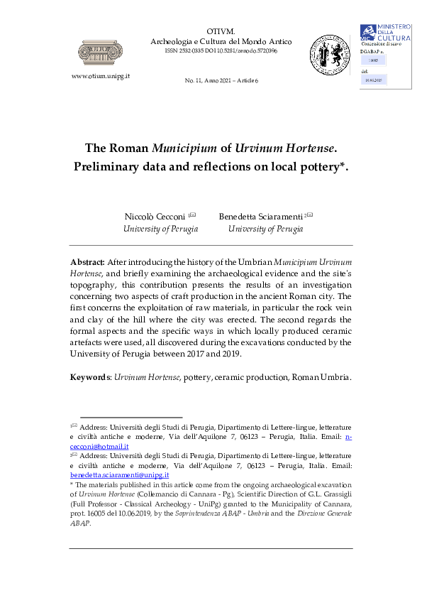 (PDF) CECCONI N. - Sciaramenti B. 2021, “The Roman Municipium of ...