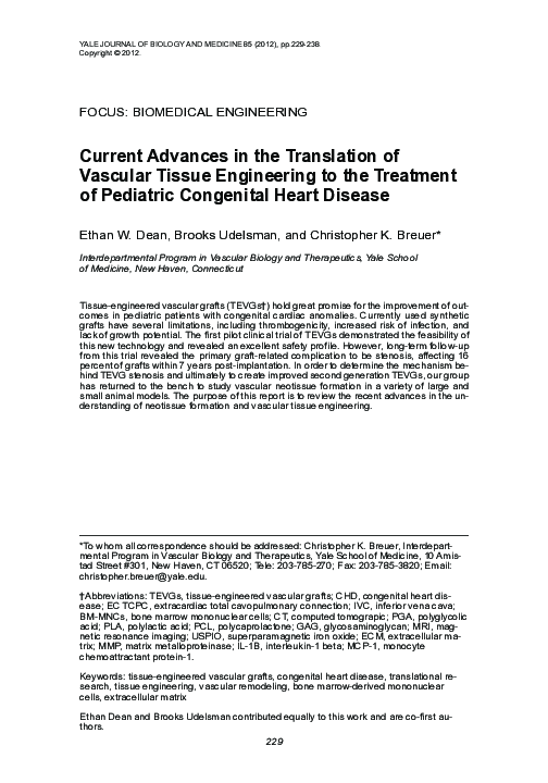(PDF) Current advances in the translation of vascular tissue ...
