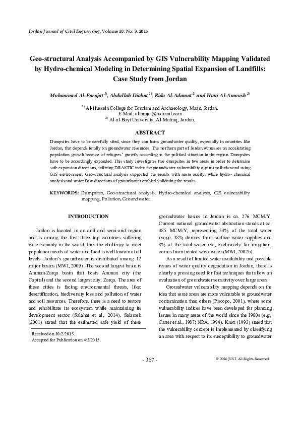 (PDF) Geo-structural Analysis Accompanied by GIS Vulnerability Mapping ...