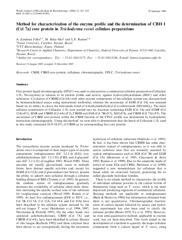 (PDF) Method for characterization of the enzyme profile and the ...
