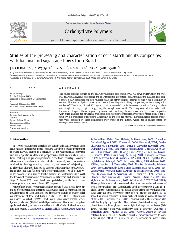 (PDF) Studies of the processing and characterization of corn starch and ...