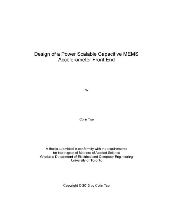 (PDF) Design of a Power Scalable Capacitive MEMS Accelerometer Front End