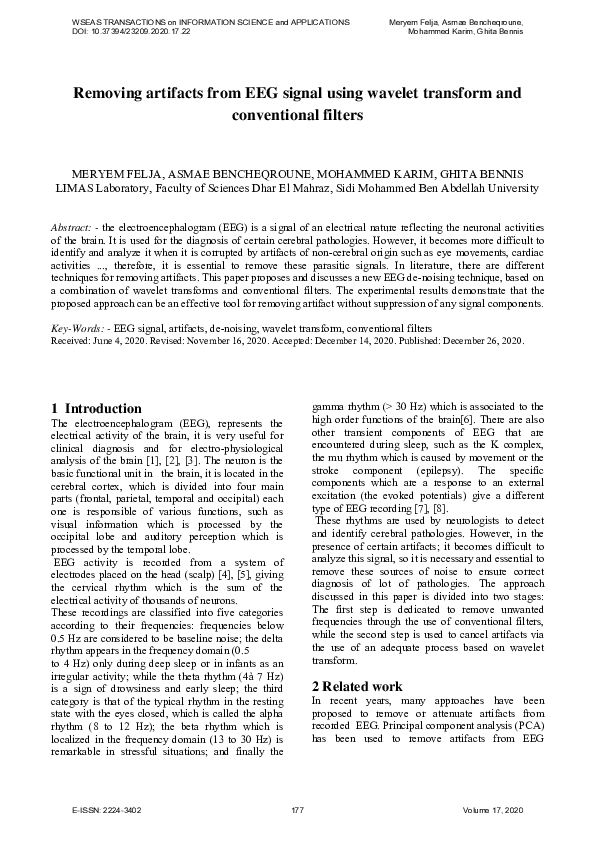 (PDF) Removing Artifacts From Eeg Signal Using Wavelet Transform and ...