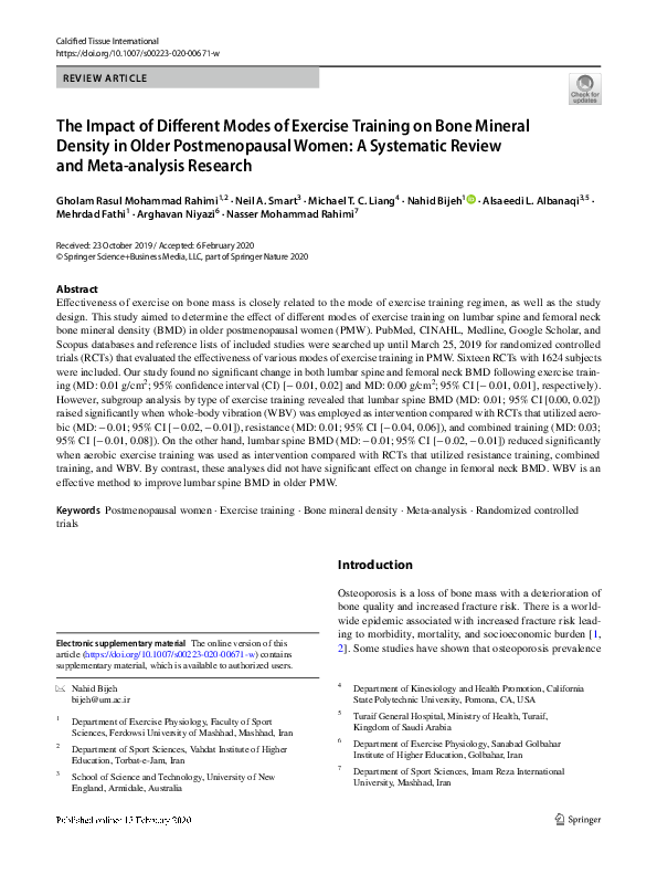 (PDF) The Impact of Different Modes of Exercise Training on Bone ...