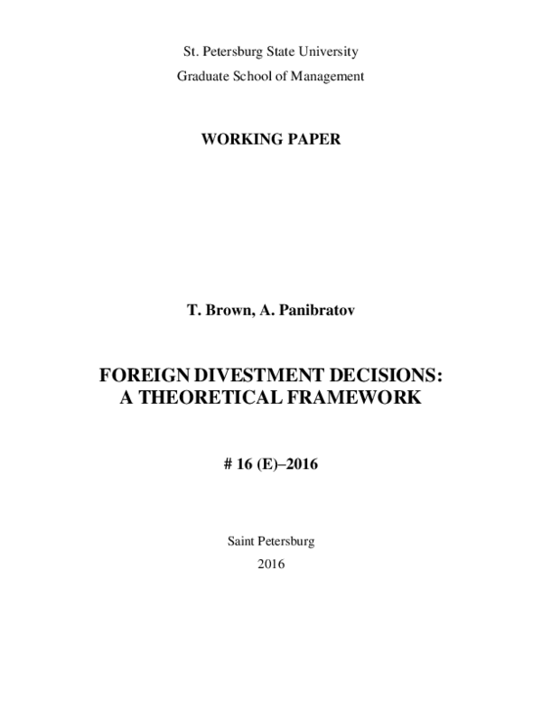 (PDF) Foreign divestment decisions: A theoretical framework