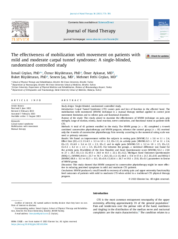 (PDF) The effectiveness of mobilization with movement on patients with ...