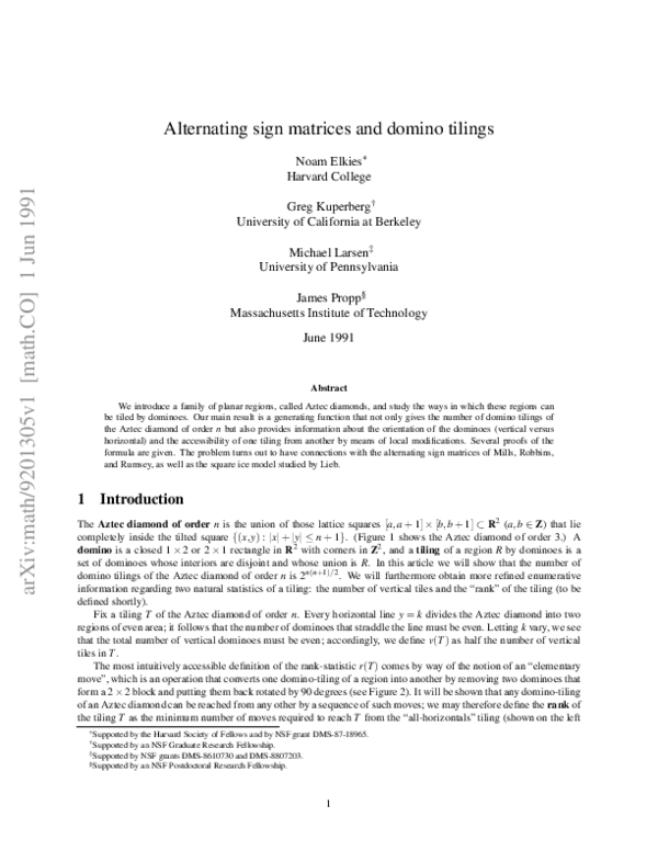 Alternating sign matrices and domino tilings