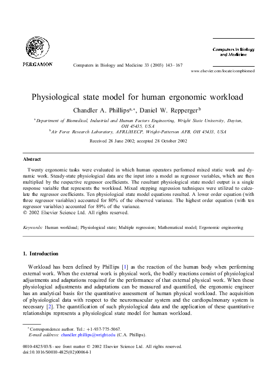 (PDF) Physiological state model for human ergonomic workload