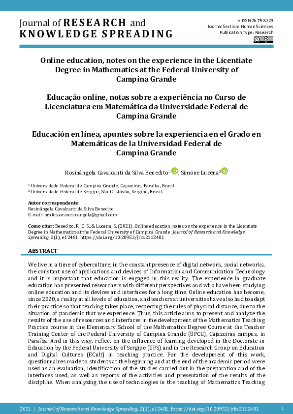 (PDF) Online education, notes on the experience in the Licentiate ...
