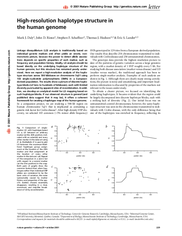 (PDF) High-resolution haplotype structure in the human genome