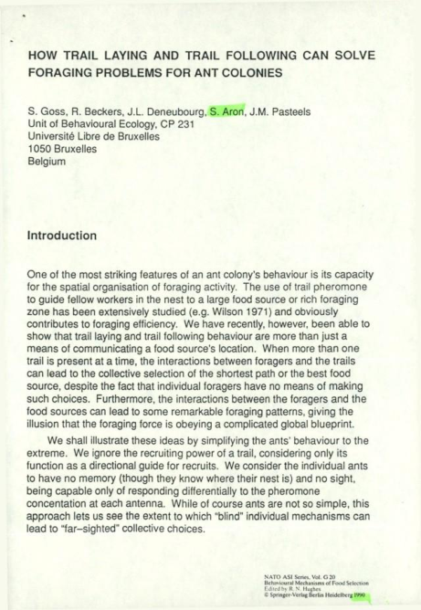 (PDF) How Trail Laying and Trail Following Can Solve Foraging Problems ...