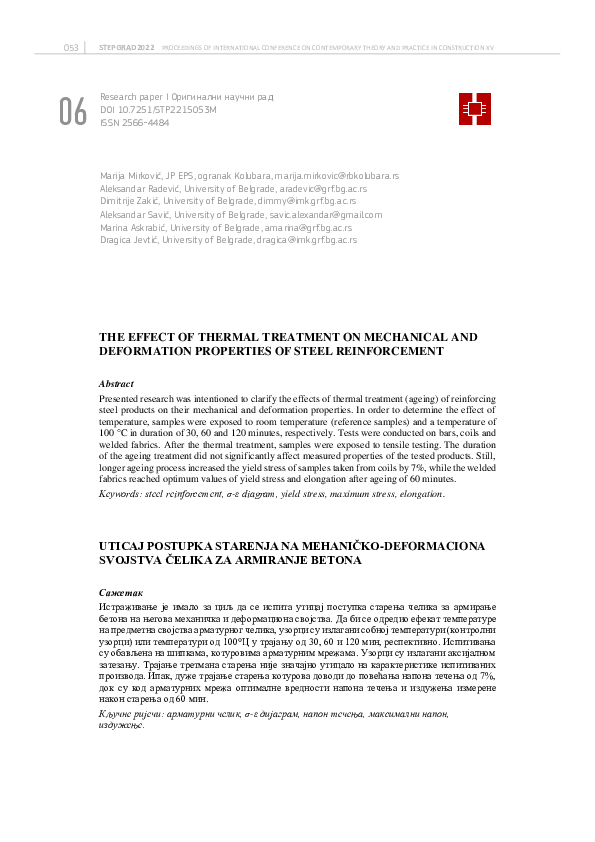 (PDF) The Effect of Thermal Treatment on Mechanical and Deformation ...