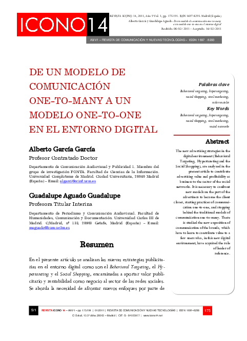 (PDF) De un modelo de comunicación one-to-many a un modelo one-to-one