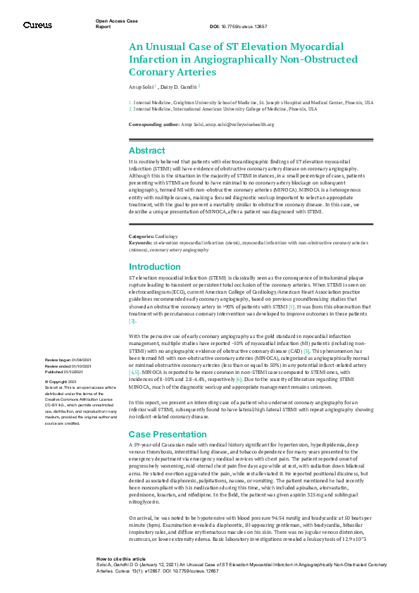 (PDF) An Unusual Case of ST Elevation Myocardial Infarction in ...