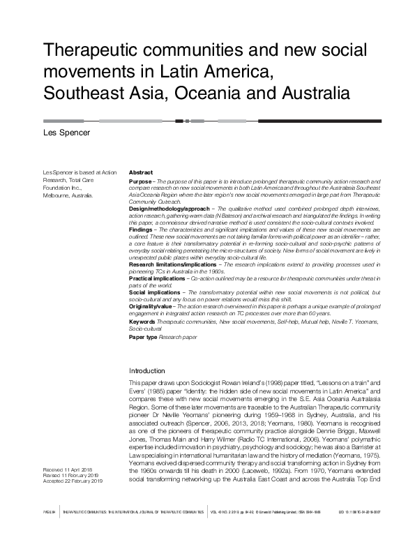 (PDF) Therapeutic communities and new social movements in Latin America ...