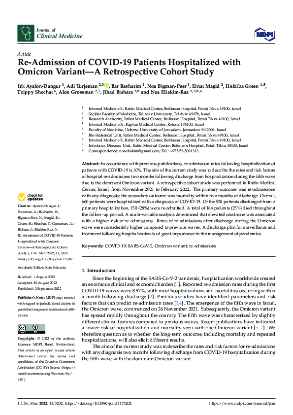 (PDF) Re-Admission of COVID-19 Patients Hospitalized with Omicron ...