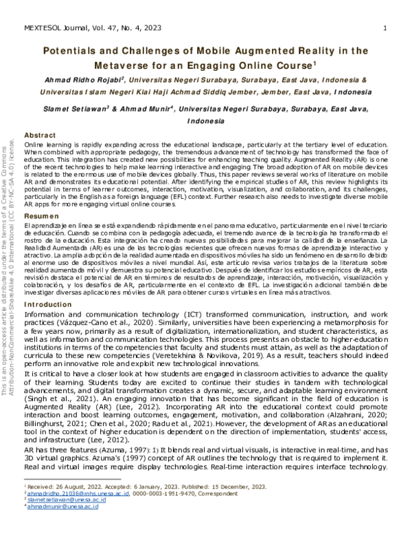 (PDF) Potentials and Challenges of Mobile Augmented Reality in the ...