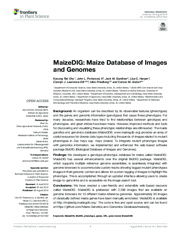 (PDF) MaizeDIG: Maize Database of Images and Genomes