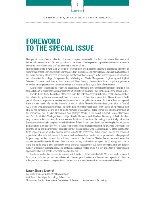 (PDF) Foreword to the special issue
