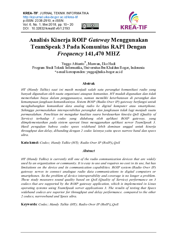 (PDF) Analisis Kinerja ROIP Gateway Menggunakan TeamSpeak 3 Pada ...
