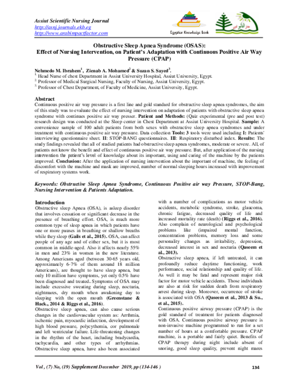 (PDF) Obstructive Sleep Apnea Syndrome (OSAS): Effect of Nursing ...