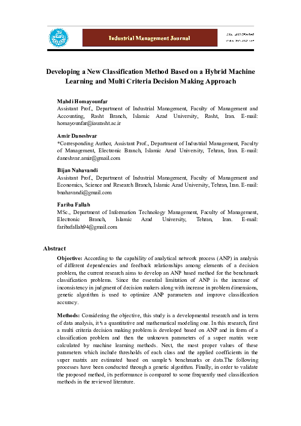 (PDF) Developing a New Classification Method Based on a Hybrid Machine ...