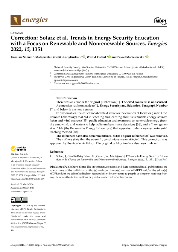 (PDF) Correction: Solarz et al. Trends in Energy Security Education ...
