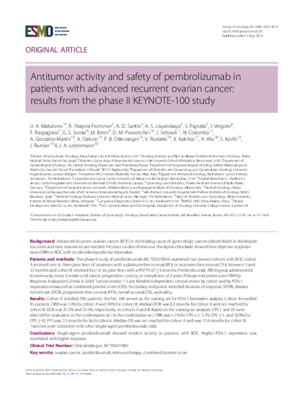 (PDF) Antitumor activity and safety of pembrolizumab in patients with ...
