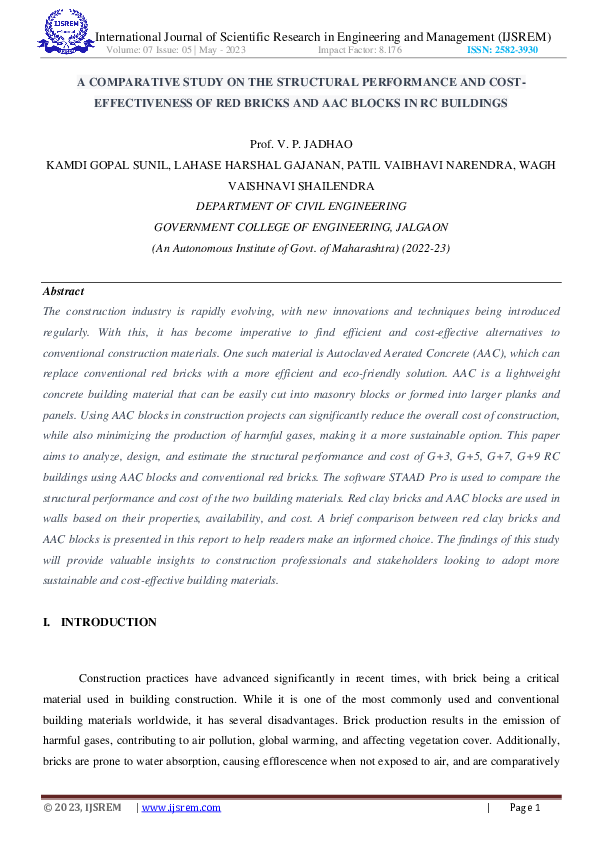 (PDF) A COMPARATIVE STUDY ON THE STRUCTURAL PERFORMANCE AND COST ...