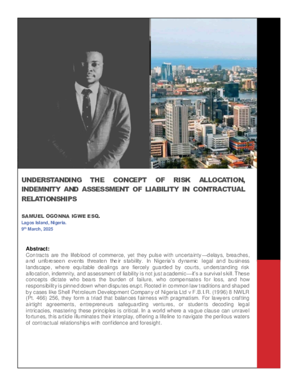 (PDF) UNDERSTANDING THE CONCEPT OF RISK ALLOCATION, INDEMNITY AND ...