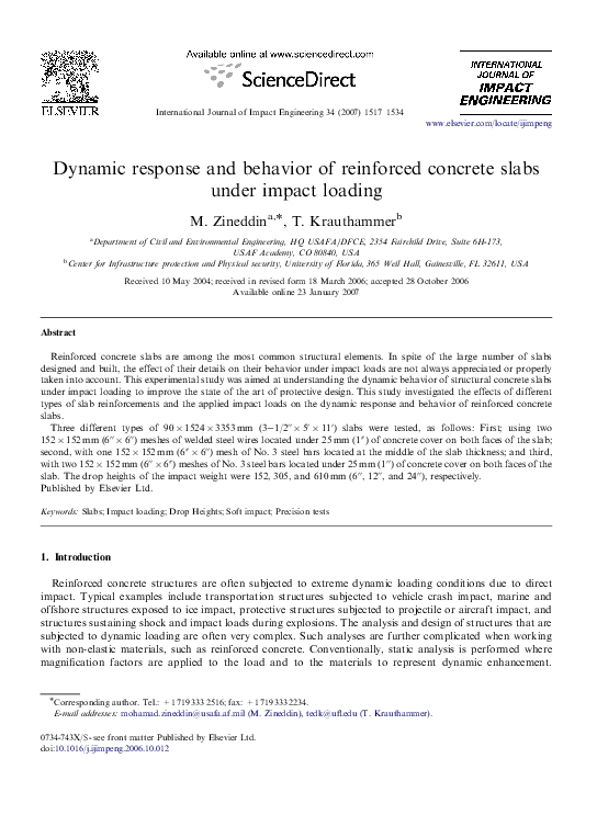 (PDF) Dynamic response and behavior of reinforced concrete slabs under ...