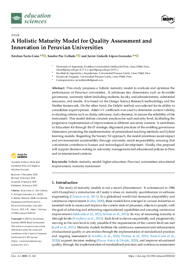 (PDF) A Holistic Maturity Model for Quality Assessment and Innovation ...