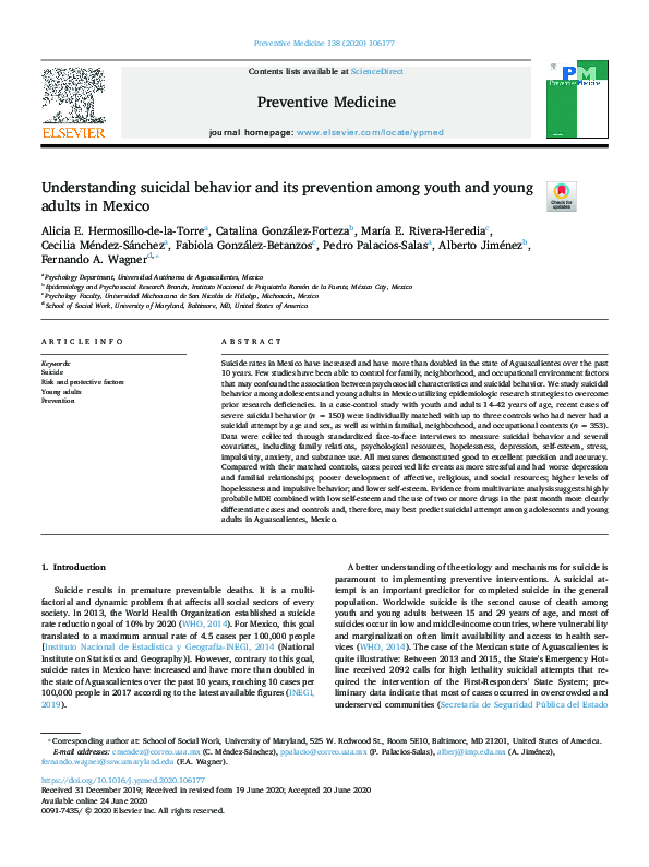 (PDF) Understanding suicidal behavior and its prevention among youth ...