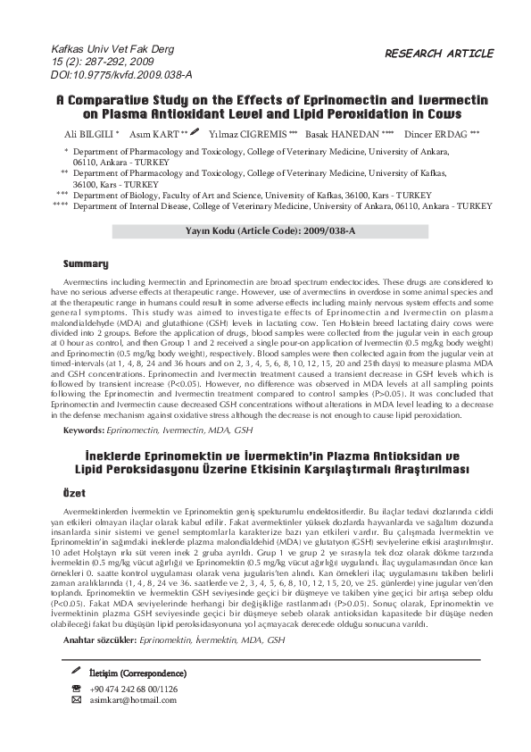 (PDF) A Comparative Study on the Effects of Eprinomectin and Ivermectin ...