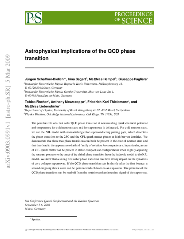 (PDF) Astrophysical Implications of the QCD phase transition