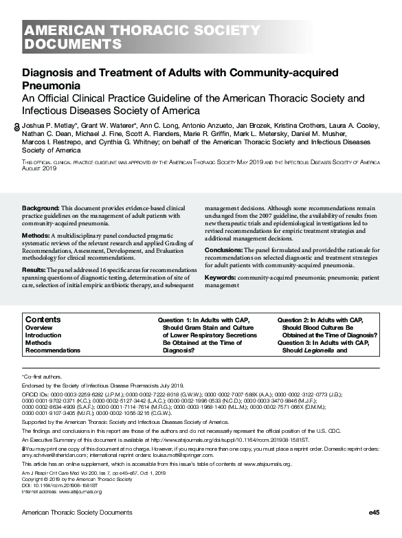 (PDF) Diagnosis and Treatment of Adults with Community-acquired ...