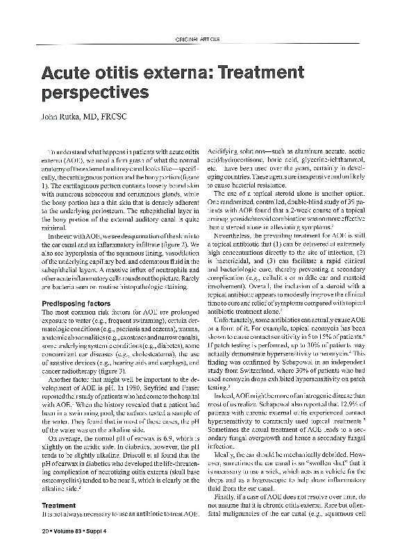 (PDF) Acute Otitis Externa: Treatment Perspectives