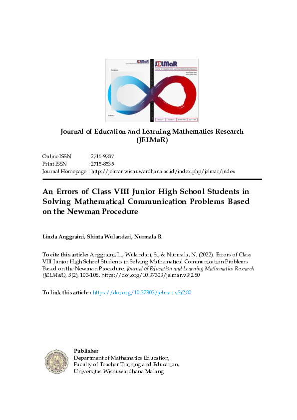 (PDF) Errors of Class VIII Junior High School Students in Solving ...