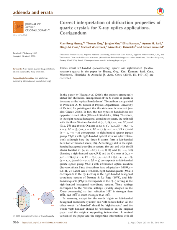 (PDF) Correct interpretation of diffraction properties of quartz ...