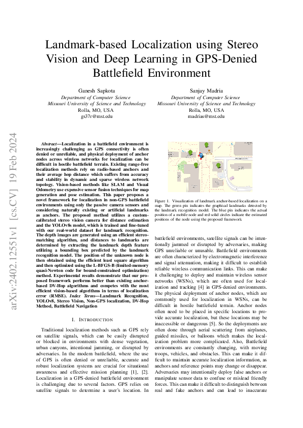 (PDF) Landmark-based Localization using Stereo Vision and Deep Learning ...