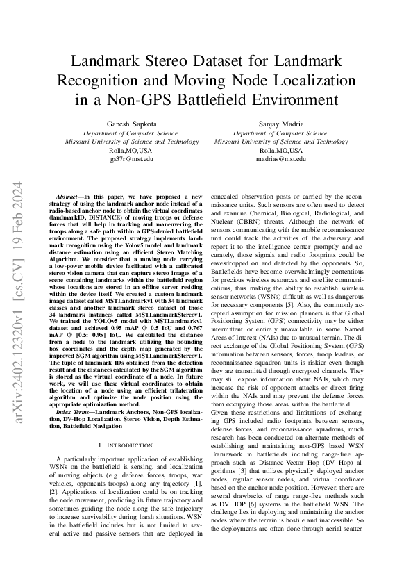 (PDF) Landmark Stereo Dataset for Landmark Recognition and Moving Node ...