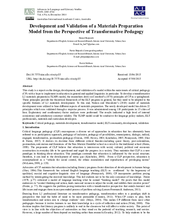 (PDF) Development and Validation of a Materials Preparation Model from ...