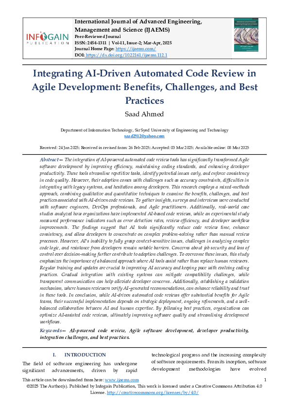 (PDF) Integrating AI-Driven Automated Code Review in Agile Development ...