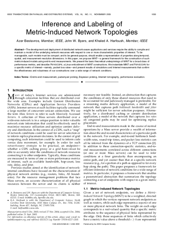 (PDF) Inference and labeling of metric-induced network topologies