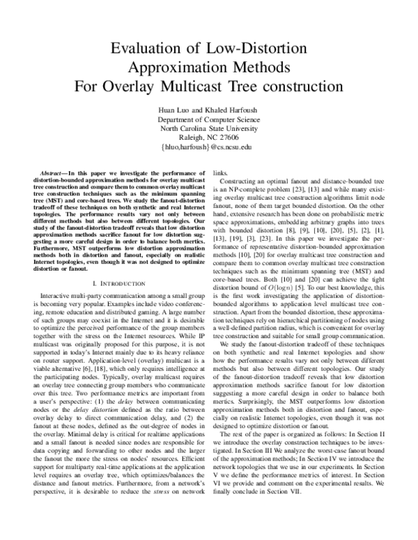 (PDF) Evaluation of Low-Distortion Approximation Methods For Overlay ...