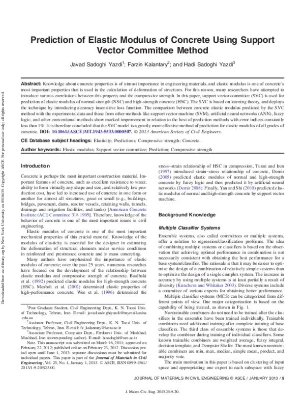 (PDF) Prediction of Elastic Modulus of Concrete Using Support Vector ...