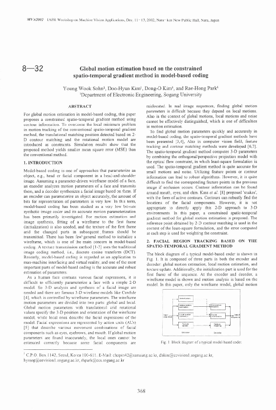 (PDF) Global Motion Estimation Based on the Constrained Spatio-temporal ...