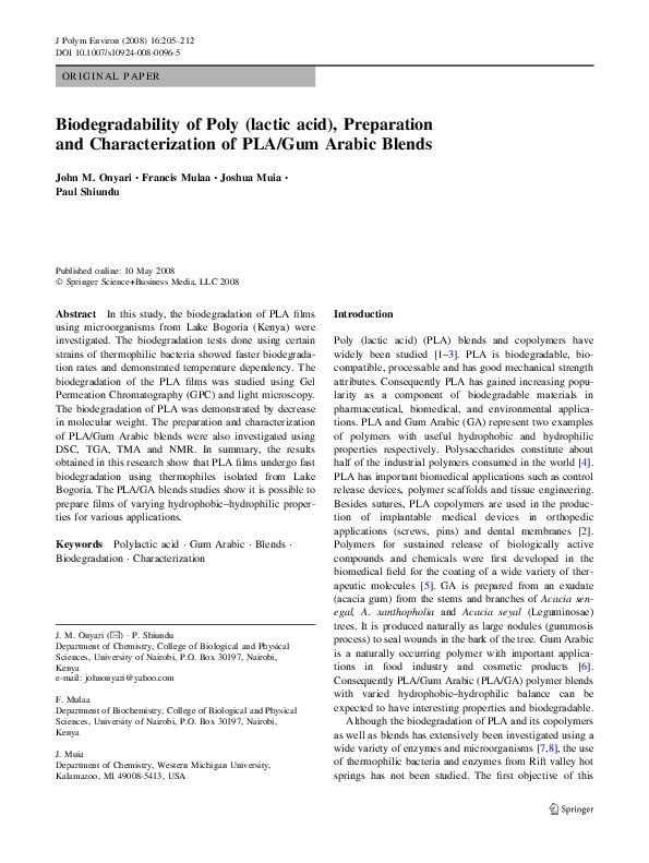 (PDF) Biodegradability of Poly (lactic acid), Preparation and ...