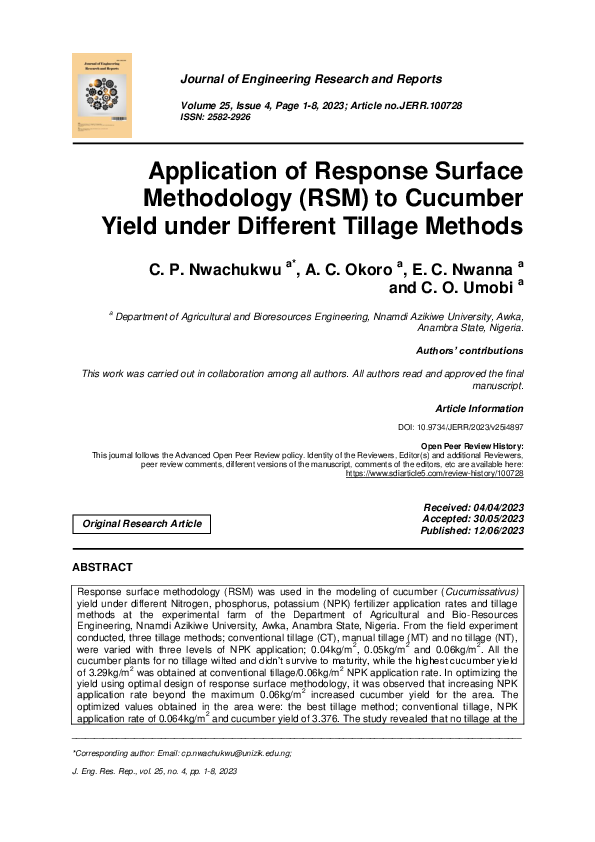 (PDF) Application of Response Surface Methodology (RSM) to Cucumber ...