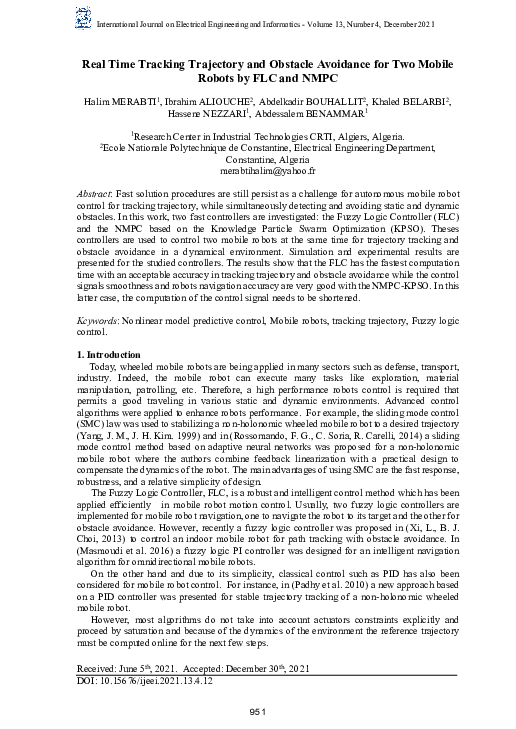 (PDF) Real Time Tracking Trajectory and Obstacle Avoidance for Two ...
